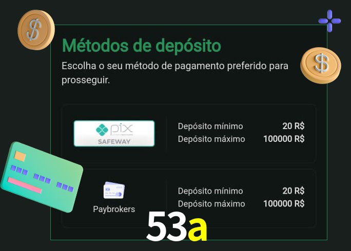 O cassino 53a oferece uma grande variedade de métodos de pagamento
